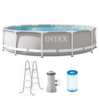 Intex 12 Foot Prism Frame Above Ground Swimming Pool with Pump & Pool Ladder