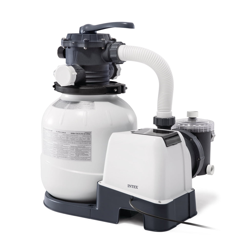 Intex10 inch Krystal Clear Sand Filter Pool Pump, 1500 Gph Motor 1200 GPH System Flow Rate with GFCI, 110-120 V