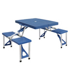 Ktaxon Portable Folding Picnic Table With 4-Person Chair Seats, Foldable Plastics Camping Table Set, Red
