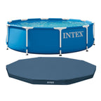 Intex 10 x 2.5 Foot Round Metal Frame Above Ground Swimming Pool, Blue