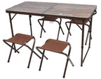 Ozark Trail Durable Steel and Aluminum Table and Stools, Open Dims 19.29x 24.6, Brown