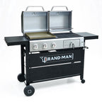 Brand Man Propane Gas & Charcoal Grill Combo with Griddle Dual Fuel BBQ Grill for Outdoor Barbecue, Black