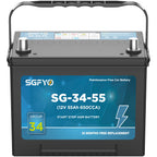 SGFYO Group Size 35 Car Battery,12V 55Ah 650CCA 88RC,AGM Maintenance Free Start Stop Automotive Replacement Battery