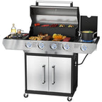 SKOK 4 Burner Gas Grill with Side Burner, 58000 BTU &393 sq.in Cooking Surface, Outdoor Propane Barbecue Grill for Patio & Backyard