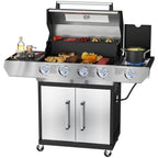 SKOK 4 Burner Gas Grill with Side Burner, 58000 BTU &393 sq.in Cooking Surface, Outdoor Propane Barbecue Grill for Patio & Backyard