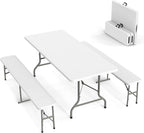 VINGLI Folding Camping Table with Chairs, Brown