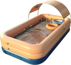 YUEWO Foldable PVC Swimming Pool Hard Plastic Shell Portable Swimming Pool for Adults Blow Up Pool for Family Garden Backyard (2.6m/102in,Pink)