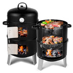 Zimtown BBQ Charcoal Grill Outdoor Barbecue Pit Smoker with 3 Levels Patio Backyard Black
