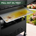 Enyopro 3-Burner Propane Gas Grill, 30000 BTU BBQ Grill with Foldable Side Table, Stainless Steel Warming Rack, Hooks, and Built-In Bottle Opener for Outdoor Barbecue