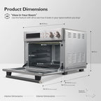Infrared Heating Air Fryer Toaster Oven, Extra Large Countertop Convection Oven 10-in-1 Combo, 6-Slice Toast, Enamel Baking Pan Easy Clean with Recipe Book, Black Matte Stainless Steel