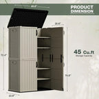 Greesum Outdoor Horizontal Storage Shed 27 Cu.ft Resin Large Storage Box for Garden Patio