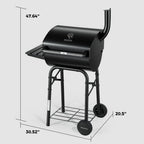Master Cook Outdoor 30 Inch Barrel Charcoal Grills with Side Tables, Outdoor Smoker BBQ grill for Camping, Patio, Black