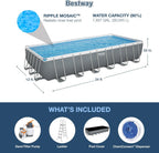 Power Steel 14' x 8'2 x 39.5 Oval Above Ground Pool Set | Includes 530gal Filter Pump, Ladder, ChemConnect Dispener