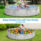 Costway Round Above Ground Swimming Pool Patio Frame Pool W/ Pool Cover Iron Frame Blue