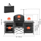 VEVOR Camping Kitchen Table, Quick set-up Folding Camping Table with A Carrying Bag, 3 Adjustable Heights, MDF Camping Table, Ideal for Outdoor Picnics, BBQs, Camping, RV Traveling