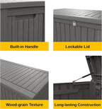 EAST OAK Outdoor Storage Box 60 Gallon Deck Box Indoor and Outdoor Use Waterproof Resin Storage