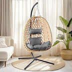 Egg Chair with Stand Patio Wicker Hanging Chair Hammock Swing Chair 350LBS Capacity for Bedroom