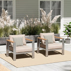Aluminum Outdoor Patio Furniture Set with Coffee Table, 5 Piece Patio Conversation Sets, Outdoor Sectional Furniture for Porch, Balcony, Yard, Gray