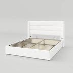 Allewie Queen Size Lift Up Storage Bed Modern Wingback Headboard Hydraulic Support
