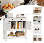 Farmhouse style console table coffee bar, entry table with storage rack, sofa table buffet sideboard