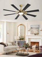 ZMISHIBO 72 inch Large Ceiling Fans with Lights and Remote, Indoor/Outdoor Black Modern Ceiling Fan for Kitchen Living Room Patio, 6 Speed Reversible Quiet DC Motor, 3 CCT, Dual Finish 8 Blades