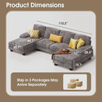 Furmax Sectional Couches for Living Room U-Shaped Sofa Couch Linen Fabric 4 Seat Sofa Set