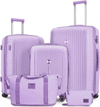 5-piece PP hardshell lightweight travel carry-on luggage set with dual spinner wheels
