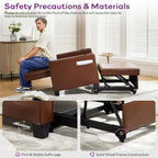 Adult Convertible Sleeper Chair Bed 3-in-1 Pull-Out Sofa Bed with USB/Type-C Ports Cup Holders