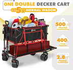 400L Large Capacity Folding Double Decker Wagon with Brakes 50 Extra Long Extender Cart
