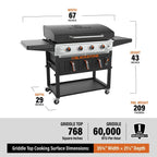 Blackstone 4-Burner 36 Propane Griddle with Air Fryer and Hood