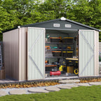 Aoxun 10 x 12 ft Outdoor Storage Shed with Double Hinged Door Utility Garden Shed