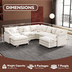 ihanherry 146-inch U-shaped modern sofa modular area cloud sofa