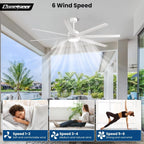 Modern Ceiling Fans with Lights, 72 Inch Ceiling Fan with Light and Remote, Bedroom Living Room Library Cafe Outdoor/Industrial,24W 3CCT Dimmable, 8 Blades 6 Speed Reversible Quiet DC Motor, Black