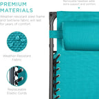 Best Choice Products Folding Zero Gravity Outdoor Recliner Patio Lounge Chair w/Adjustable Canopy Shade, Headrest, Side Accessory Tray, Textilene Mesh - Peacock Blue