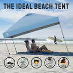 10x10 Pop-Up Awning - One-Click Installation Beach Tent - Outdoor Sunshade Silver Coated Top, 3 Heights and 4 Sand Pockets