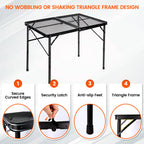 OHHANI Folding Grill Table, 3 ft Portable Outdoor Bbq Picnic Table, Easy Storage for Camping, Black