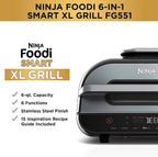 Ninja Foodi Smart XL 6-in-1 Indoor Grill with Air Fry, Bake, Roast, Broil, and Dehydrate, Smart Thermometer