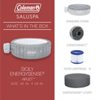 SaluSpa Sicily AirJet 7 Person Inflatable Hot Tub Round Portable Outdoor Spa with 180 Soothing AirJets and Insulated Cover, Gray