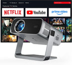 [Officially-Licensed App & Auto Focus]White Smart Mini Projector with WiFi and Bluetooth