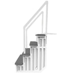 Aqua Select White Anti-Slip Pool Steps with White Steps and White Outside Flip-up Safety Ladder, 48-54H