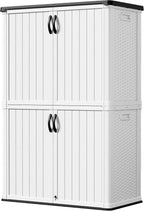 Devoko Outdoor Storage Cabinet 26 Cu Ft with Lockable Doors, Horizontal Storage Shed Waterproof Patio Tools Storage Box