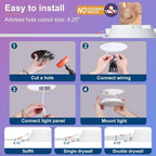 Smart Recessed Lighting 4 RGBCW Color Changing 12W LED Downlight with Junction Box