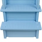 Aqua Select White Anti-Slip Pool Steps with White Steps and White Outside Flip-up Safety Ladder, 48-54H
