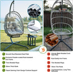Hanging Egg Chair with Stand and Leg Rest Rattan Wicker Swing Hammock Chair UV-Resistant Cushion
