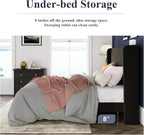 Allewie Full Size Velvet Bed Frame Vertical Channel Tufted Wingback Headboard Upholstered Bed
