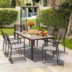 Homall Patio Dining Set 7 Pieces Outdoor Furniture Table and 6 Textilene Chairs Light Grey
