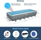 Power Steel 14' x 8'2 x 39.5 Oval Above Ground Pool Set Includes 530gal Filter Pump Ladder