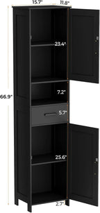 Homhedy 67 H Tall Bathroom Storage Cabinet with 2 Barn Doors and 1 Drawer Narrow Storage Unit