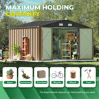 Devoko Outdoor Storage Shed Lockable Metal Garden Shed Steel Anti-Corrosion Storage House