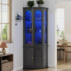 Corner wine cabinet with LED lights tall modern wine cabinet home bar wine storage cabinet